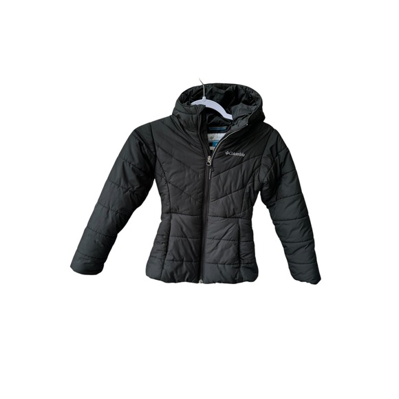 Columbia Women's Hooded Puffer Jacket Small (7/8) Black Quilted Zip Warm Coat - Picture 1 of 13